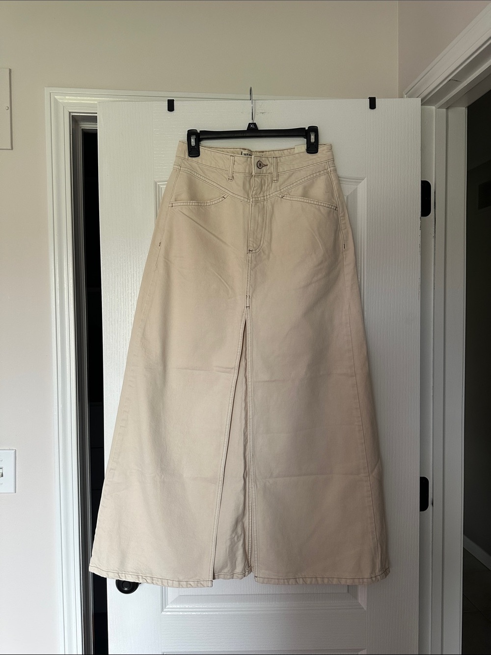 We The Free Cream Maxi Skirt with Front Slit